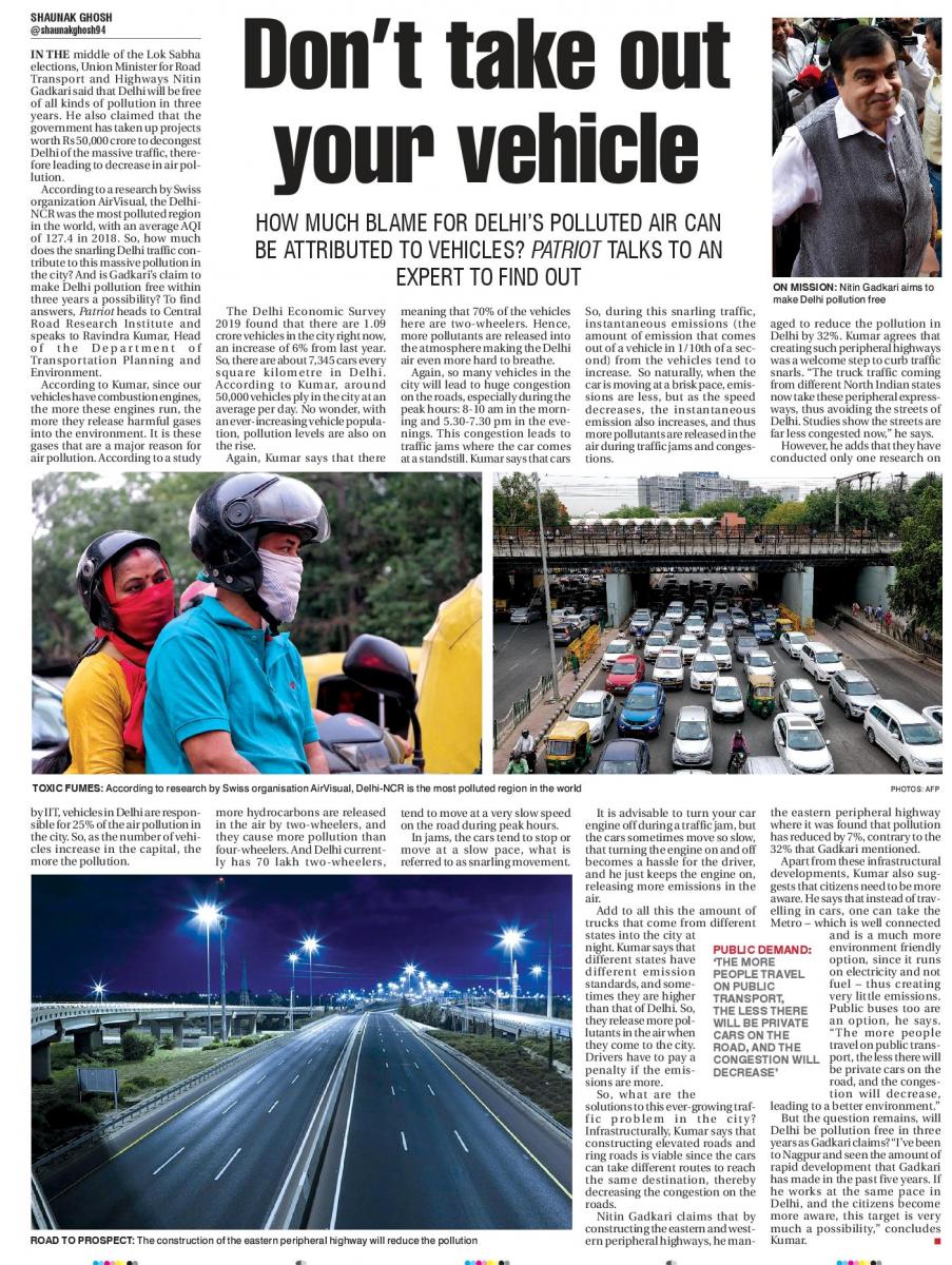 How much blame for Delhi's polluted Air can be attributed to Vehicles? PATRIOT talks to an expert to find out