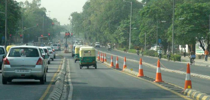 Temporary barricading to control the traffic in Opposite Lanes during the Experimental Trial Run