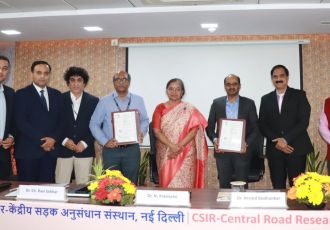 An MoA was signed between CSIR-CRRI & AM/NS India to undertake R&D on utilizing Iron Ore Tailings in road construction in august presence of DG CSIR Dr. N.Kalaiselvi and Chief Sustainablity Officer AMNS India Shri Arvind Bodhanka. An MoA was signed between CSIR-CRRI & AM/NS India to undertake R&D on utilizing Iron Ore Tailings in road construction in august presence of DG CSIR Dr. N.Kalaiselvi and Chief Sustainablity Officer AMNS India Shri Arvind Bodhanka.