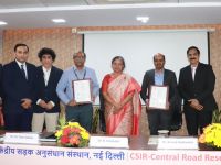 An MoA was signed between CSIR-CRRI & AM/NS India to undertake R&D on utilizing Iron Ore Tailings in road construction in august presence of DG CSIR Dr. N.Kalaiselvi and Chief Sustainablity Officer AMNS India Shri Arvind Bodhanka.